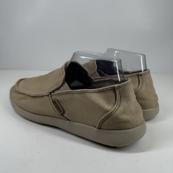 Crocs Santa Cruz Clean Cut Men\'s US 8 Khaki Canvas Slip-On Casual Loafer Shoes main image 4